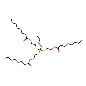 Octanoic acid, 1,1',1''-((butylstannylidyne)tris(thio-2,1-ethanediyl)) ester structure