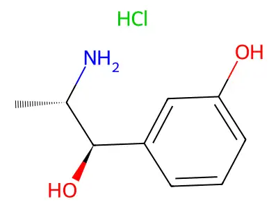 [1-Hydroxy-1-(3-hydroxyphenyl)propan-2-yl]azanium chloride structure