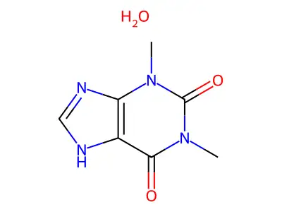 1H-Purine-2,6-dione, 3,9-dihydro-1,3-dimethyl-, hydrate (1:1) structure