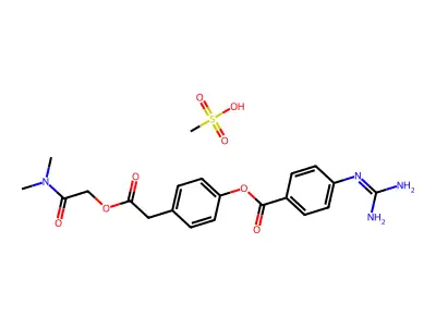 p-(p-Guanidinobenzoyloxy)phenyl acetic acid, N,N-dimethylcarbamoylmethyl ester structure