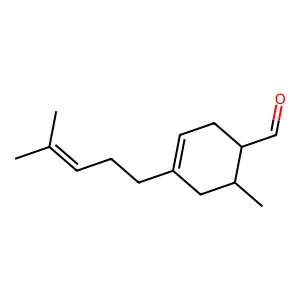 6-Methyl-4-(4-methyl-3-pentenyl)cyclohex-3-ene-1-carbaldehyde structure