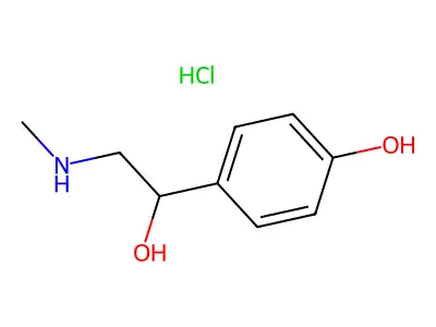 4-Hydroxy-alpha-((methylamino)methyl)benzyl alcohol hydrochloride structure