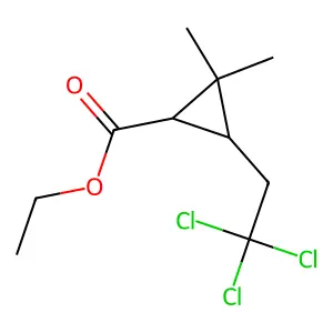 Cyclopropanecarboxylic acid, 2,2-dimethyl-3-(2,2,2-trichloroethyl)-, ethyl ester structure