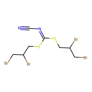 Carbonimidodithioic acid, N-cyano-, bis(2,3-dibromopropyl) ester structure