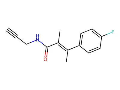 3-(4-fluorophenyl)-2-methyl-N-prop-2-ynylbut-2-enamide structure