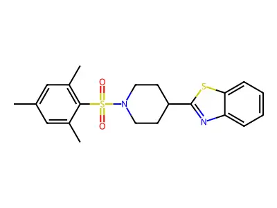 2-[1-(2,4,6-Trimethylphenyl)sulfonylpiperidin-4-yl]-1,3-benzothiazole structure
