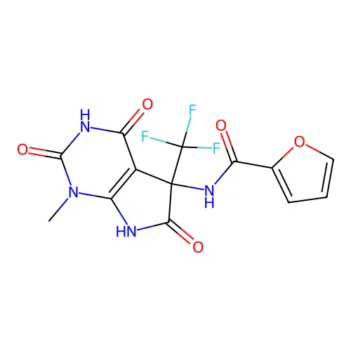 2-furancarboxamide,n-[2,3,4,5,6,7-hexahydro-1-methyl-2,4,6-trioxo-5-(trifluoromethyl)-1h-pyrrolo[2,3-d]pyrimidin-5-yl]- structure