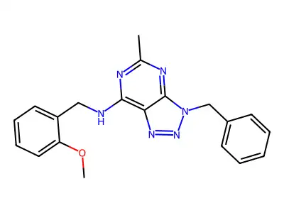 3-benzyl-N-[(2-methoxyphenyl)methyl]-5-methyltriazolo[4,5-d]pyrimidin-7-amine structure
