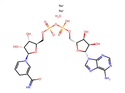 Reduced beta-nicotinamide adenine dinucleotide disodium salt structure