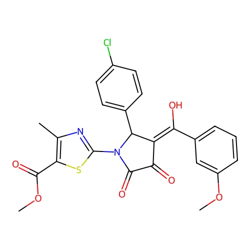 methyl 2-(2-(4-chlorophenyl)-4-hydroxy-3-(3-methoxybenzoyl)-5-oxo-2,5-dihydro-1H-pyrrol-1-yl)-4-methylthiazole-5-carboxylate structure