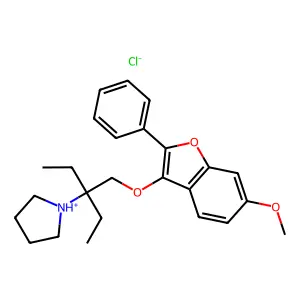 Benzofuran, 3-(2-(diethylpyrrolidino)ethoxy)-6-methoxy-2-phenyl-, hydrochloride structure