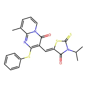 3-[(Z)-(3-ISOPROPYL-4-OXO-2-THIOXO-1,3-THIAZOLIDIN-5-YLIDENE)METHYL]-9-METHYL-2-(PHENYLSULFANYL)-4H-PYRIDO[1,2-A]PYRIMIDIN-4-ONE structure
