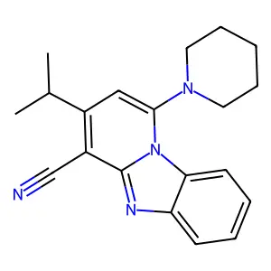 1-(Piperidin-1-yl)-3-(propan-2-yl)pyrido[1,2-a]benzimidazole-4-carbonitrile structure