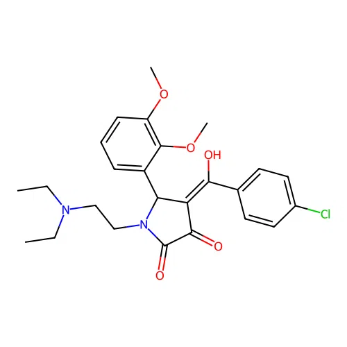 (4E)-4-[(4-chlorophenyl)-hydroxymethylidene]-1-(2-diethylaminoethyl)-5-(2,3-dimethoxyphenyl)pyrrolidine-2,3-dione structure