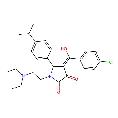 (4E)-4-[(4-chlorophenyl)-hydroxymethylidene]-1-(2-diethylaminoethyl)-5-(4-propan-2-ylphenyl)pyrrolidine-2,3-dione structure