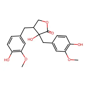 (3R,4R)-4-hydroxy-3,4-bis[(4-hydroxy-3-methoxyphenyl)methyl]oxolan-2-one structure