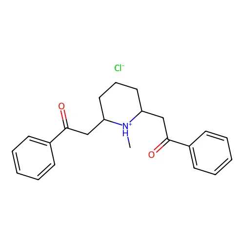 2-(1-Methyl-6-phenacylpiperidin-1-ium-2-yl)-1-phenylethanone;chloride structure