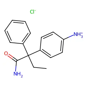 Butyramide, 2-(p-aminophenyl)-2-phenyl-, hydrochloride structure