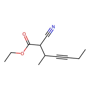 Ethyl 2-cyano-3-methylhept-4-ynoate structure