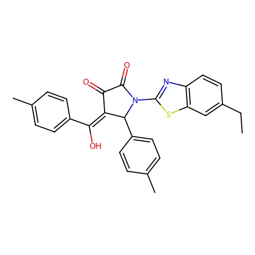 (4E)-1-(6-ethyl-1,3-benzothiazol-2-yl)-4-[hydroxy(4-methylphenyl)methylidene]-5-(4-methylphenyl)pyrrolidine-2,3-dione structure
