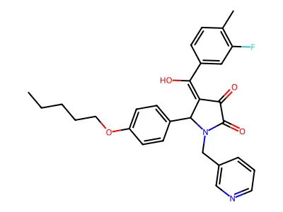 4-(3-fluoro-4-methylbenzoyl)-3-hydroxy-5-[4-(pentyloxy)phenyl]-1-[(pyridin-3-yl)methyl]-2,5-dihydro-1H-pyrrol-2-one structure