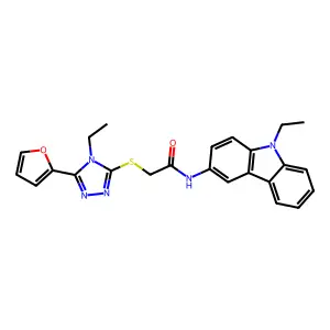 N-(9-ethyl-3-carbazolyl)-2-[[4-ethyl-5-(2-furanyl)-1,2,4-triazol-3-yl]thio]acetamide structure