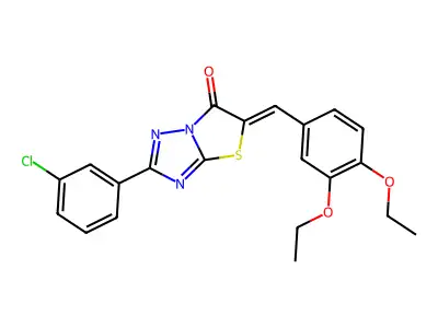 (5Z)-2-(3-chlorophenyl)-5-(3,4-diethoxybenzylidene)[1,3]thiazolo[3,2-b][1,2,4]triazol-6(5H)-one structure