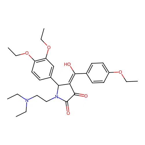 (4E)-5-(3,4-diethoxyphenyl)-1-(2-diethylaminoethyl)-4-[(4-ethoxyphenyl)-hydroxymethylidene]pyrrolidine-2,3-dione structure