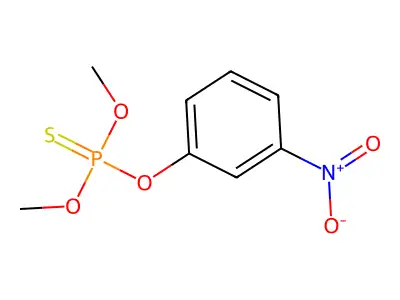 O,O-Dimethyl O-(3-nitrophenyl) phosphorothioate structure