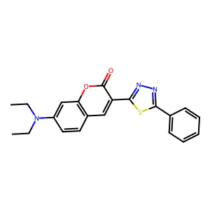 2H-1-Benzopyran-2-one, 7-(diethylamino)-3-(5-phenyl-1,3,4-thiadiazol-2-yl)- structure