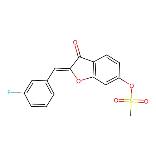 (Z)-2-(3-fluorobenzylidene)-3-oxo-2,3-dihydrobenzofuran-6-yl methanesulfonate structure