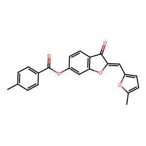 (Z)-2-((5-methylfuran-2-yl)methylene)-3-oxo-2,3-dihydrobenzofuran-6-yl 4-methylbenzoate structure