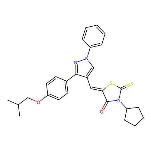 (5Z)-3-CYCLOPENTYL-5-{[3-(4-ISOBUTOXYPHENYL)-1-PHENYL-1H-PYRAZOL-4-YL]METHYLENE}-2-THIOXO-1,3-THIAZOLIDIN-4-ONE structure