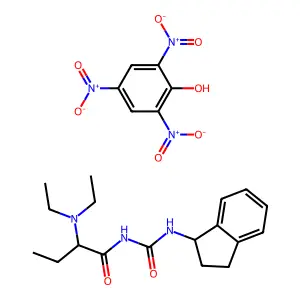 Urea, 1-(2-diethylaminobutyryl)-3-(1-indanyl)-, picrate structure