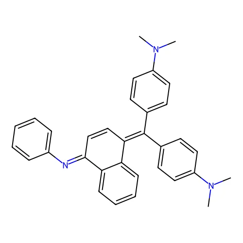 4,4'-{[(4e)-4-(phenylimino)naphthalen-1(4h)-ylidene]methanediyl}bis(n,n-dimethylaniline) structure