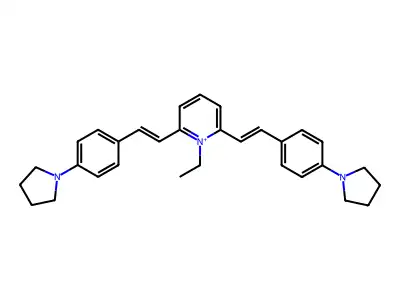 1-Ethyl-2,6-bis[2-[4-(1-pyrrolidinyl)phenyl]ethenyl]pyridinium structure