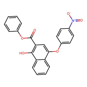2-Naphthalenecarboxylic acid, 1-hydroxy-4-(4-nitrophenoxy)-, phenyl ester structure