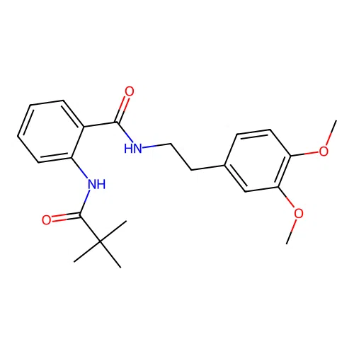 N-[2-(3,4-dimethoxyphenyl)ethyl]-2-[(2,2-dimethylpropanoyl)amino]benzamide structure