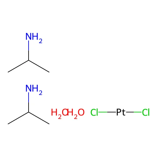 Dichloroplatinum;bis(propan-2-amine);dihydrate structure