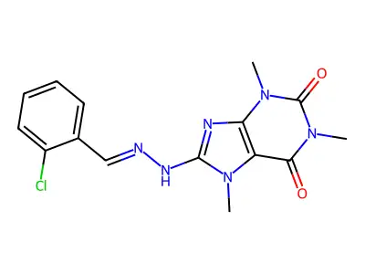 8-[2-[(2-Chlorophenyl)methylidene]hydrazinyl]-1,3,7-trimethylpurine-2,6-dione structure