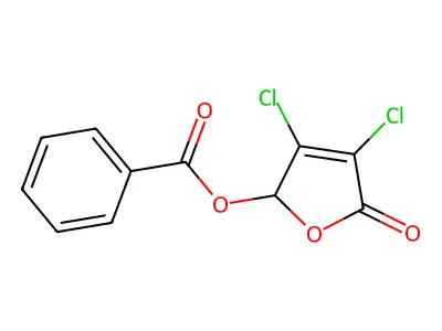 3,4-Dichloro-5-oxo-2,5-dihydrofuran-2-yl benzoate structure