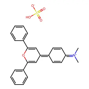 Pyrylium, 4-(4-(dimethylamino)phenyl)-2,6-diphenyl-, sulfate (1:1) structure