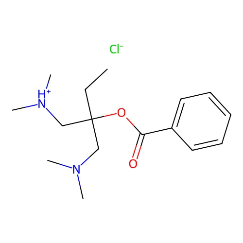 1,1-Bis((dimethylamino)methyl)propyl benzoate monohydrochloride structure