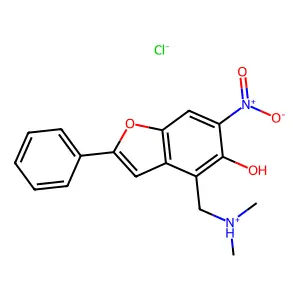5-Benzofuranol, 4-((dimethylamino)methyl)-6-nitro-2-phenyl-, hydrochloride structure
