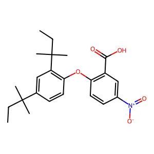 Benzoic acid, 2-(2,4-bis(1,1-dimethylpropyl)phenoxy)-5-nitro- structure