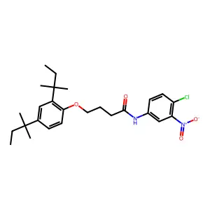 Butanamide, 4-[2,4-bis(1,1-dimethylpropyl)phenoxy]-N-(4-chloro-3-nitrophenyl)- structure