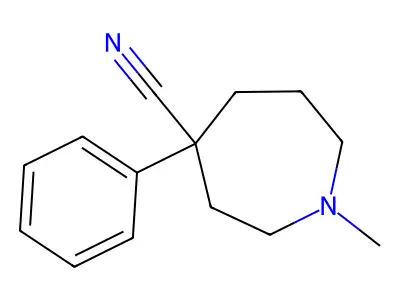 1-Methyl-4-phenylperhydroazepine-4-carbonitrile structure