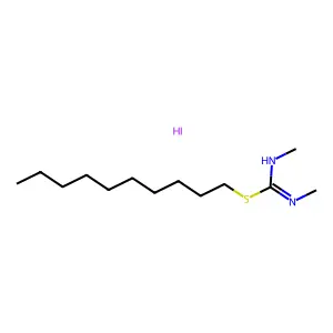Pseudourea, 2-decyl-1,3-dimethyl-2-thio-, hydriodide structure