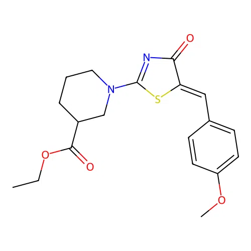 (Z)-ethyl 1-(5-(4-methoxybenzylidene)-4-oxo-4,5-dihydrothiazol-2-yl)piperidine-3-carboxylate structure