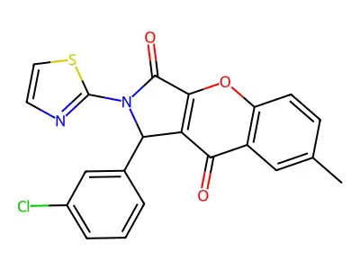 1-(3-chlorophenyl)-7-methyl-2-(thiazol-2-yl)-1,2-dihydrochromeno[2,3-c]pyrrole-3,9-dione structure